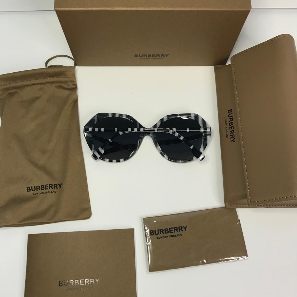 New - Burberry Vanessa Dark Grey Geometric Ladies Sunglasses BE4375F 400487 57. - Picture 11 of 16